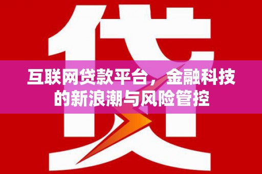 平溪互联网贷款平台，金融科技的新浪潮与风险管控